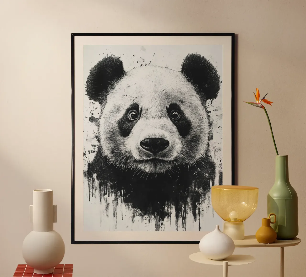 Panda poster con telaio in plastica da theroom