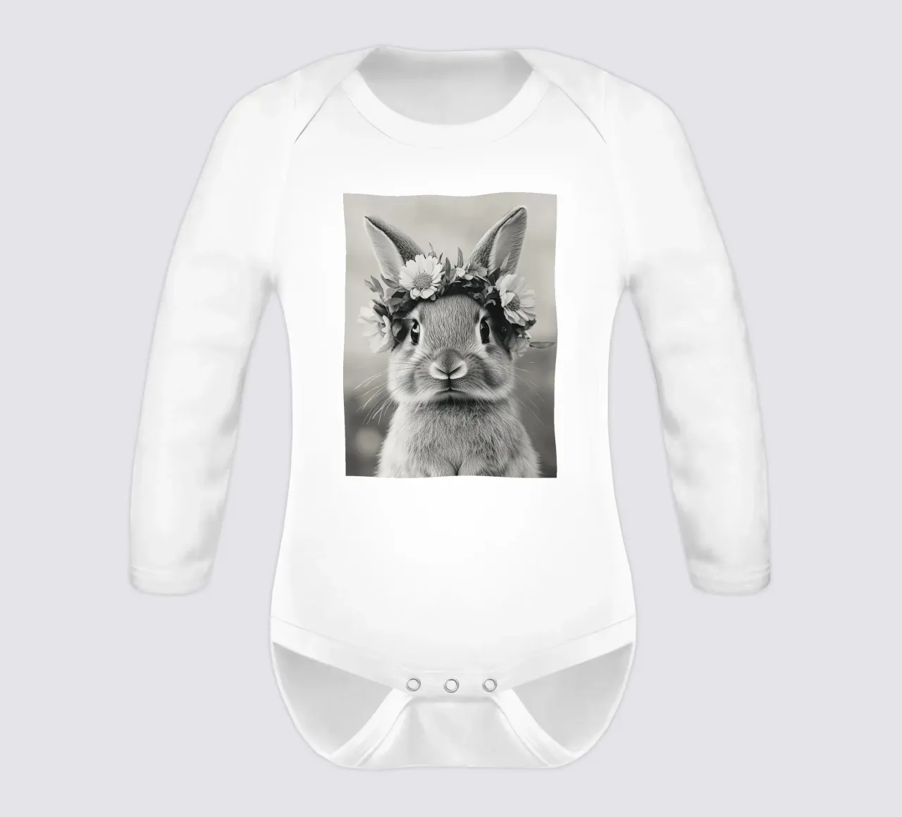 Hase mit Blumenkranz long-sleeve baby romper by theroom