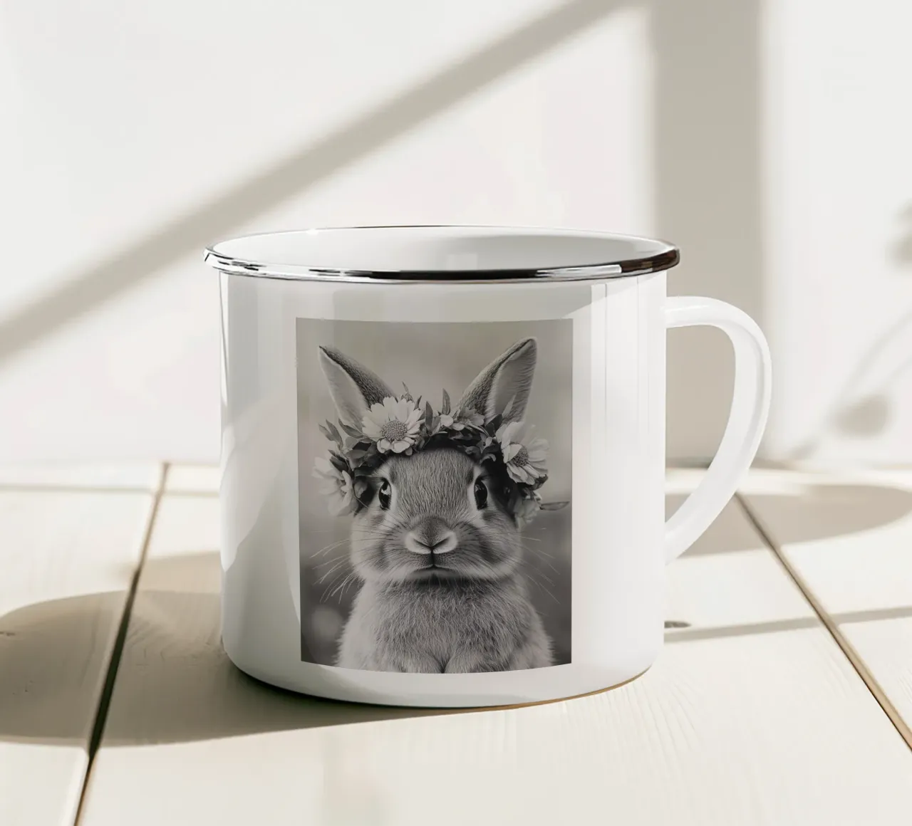 Hase mit Blumenkranz tazza in smalto da theroom
