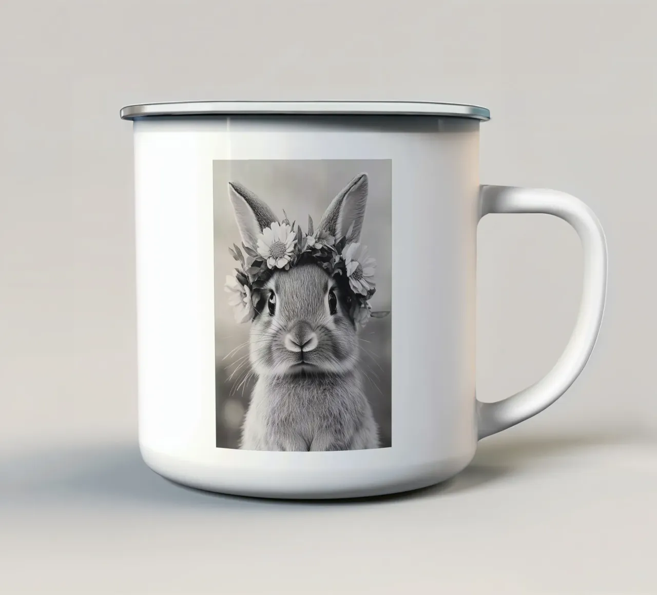 Hase mit Blumenkranz tazza in smalto da theroom