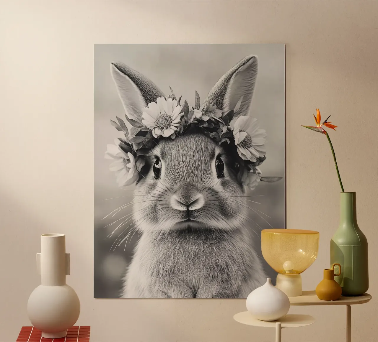 Hase mit Blumenkranz poster da theroom