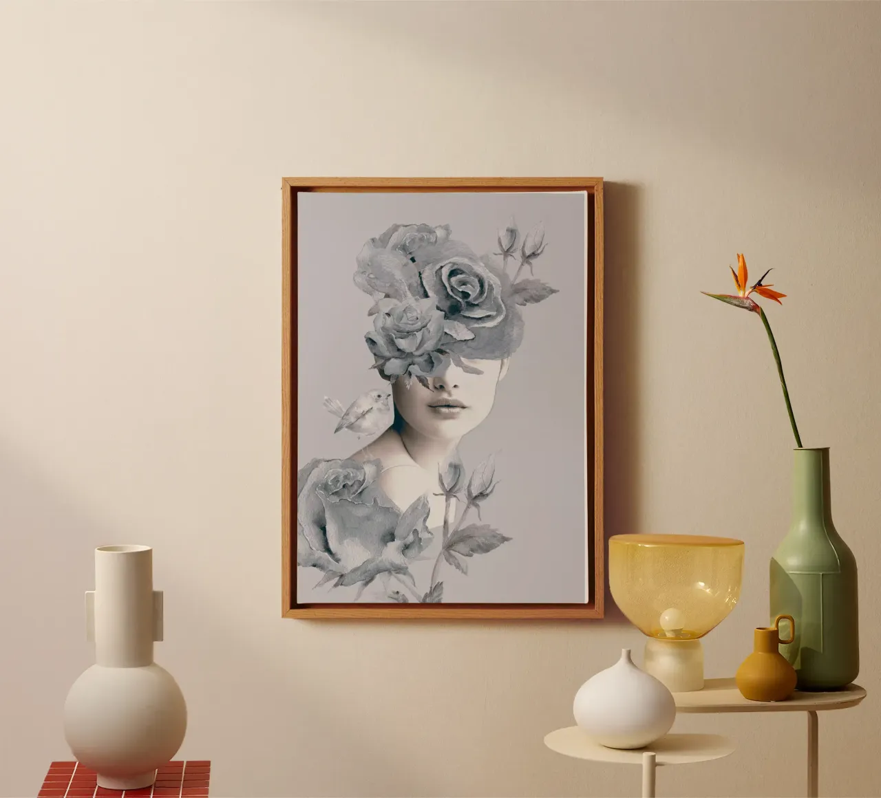 Spring/ Portrait canvas with Floater frame by dada22