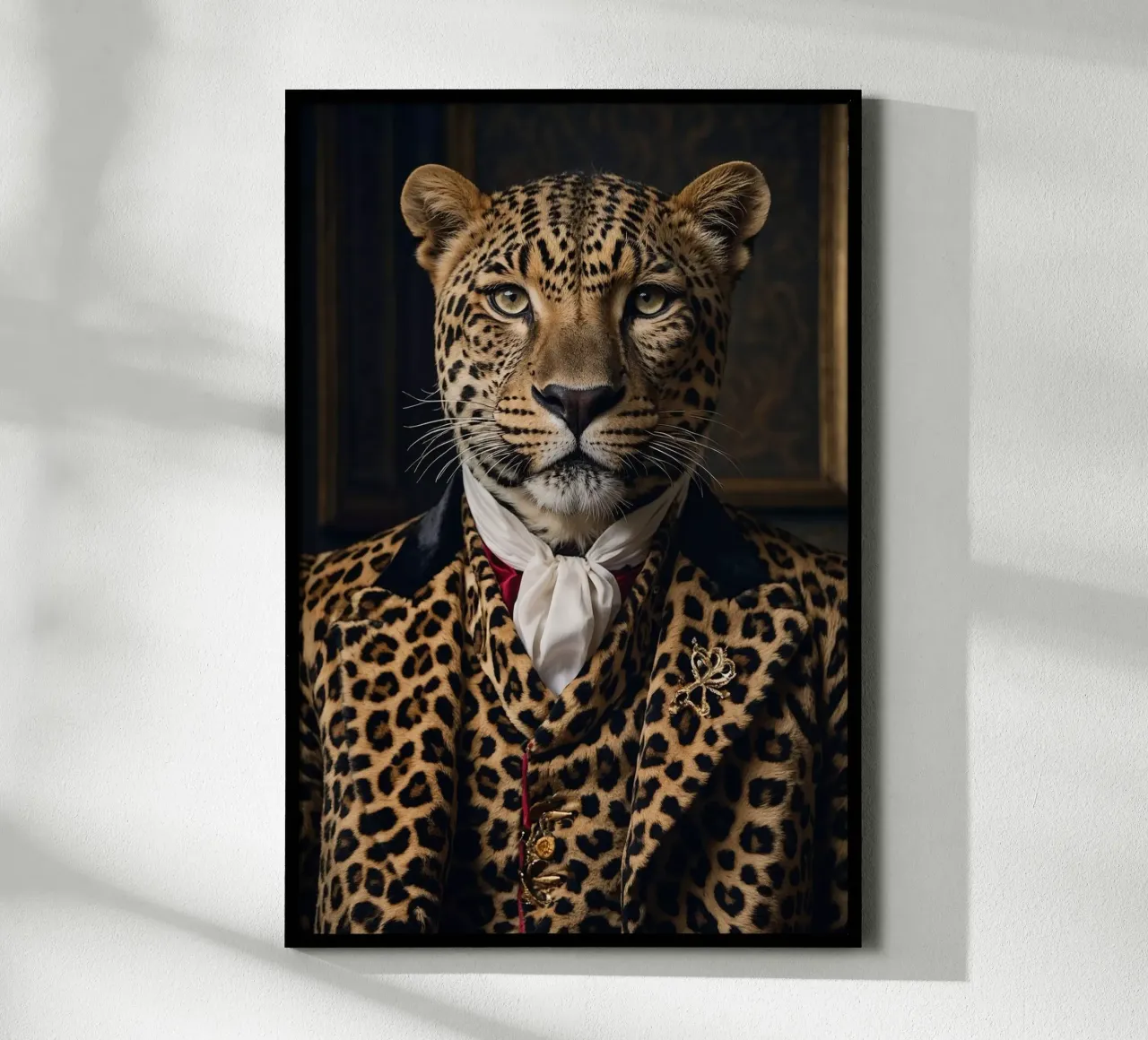Léopold le léopard royal - Portrait majestueux de la vie sauvage poster avec cadre en aluminium de Beasts of Nobility