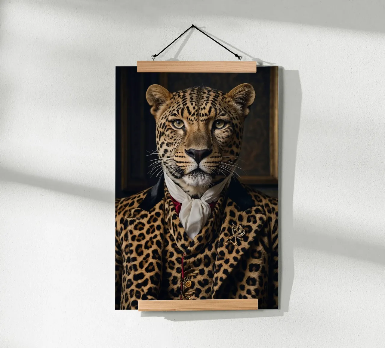 Léopold le léopard royal - Portrait majestueux de la vie sauvage poster avec cadre en aluminium de Beasts of Nobility