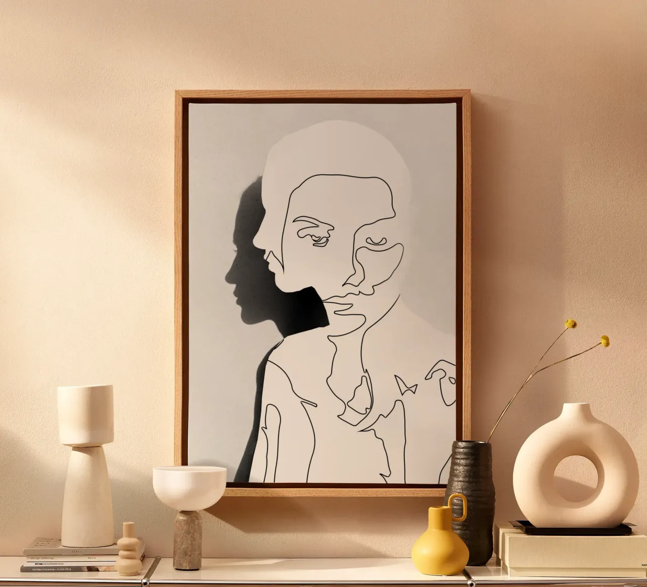 Portrait (Line Drawing ) canvas with Floater frame by dada22