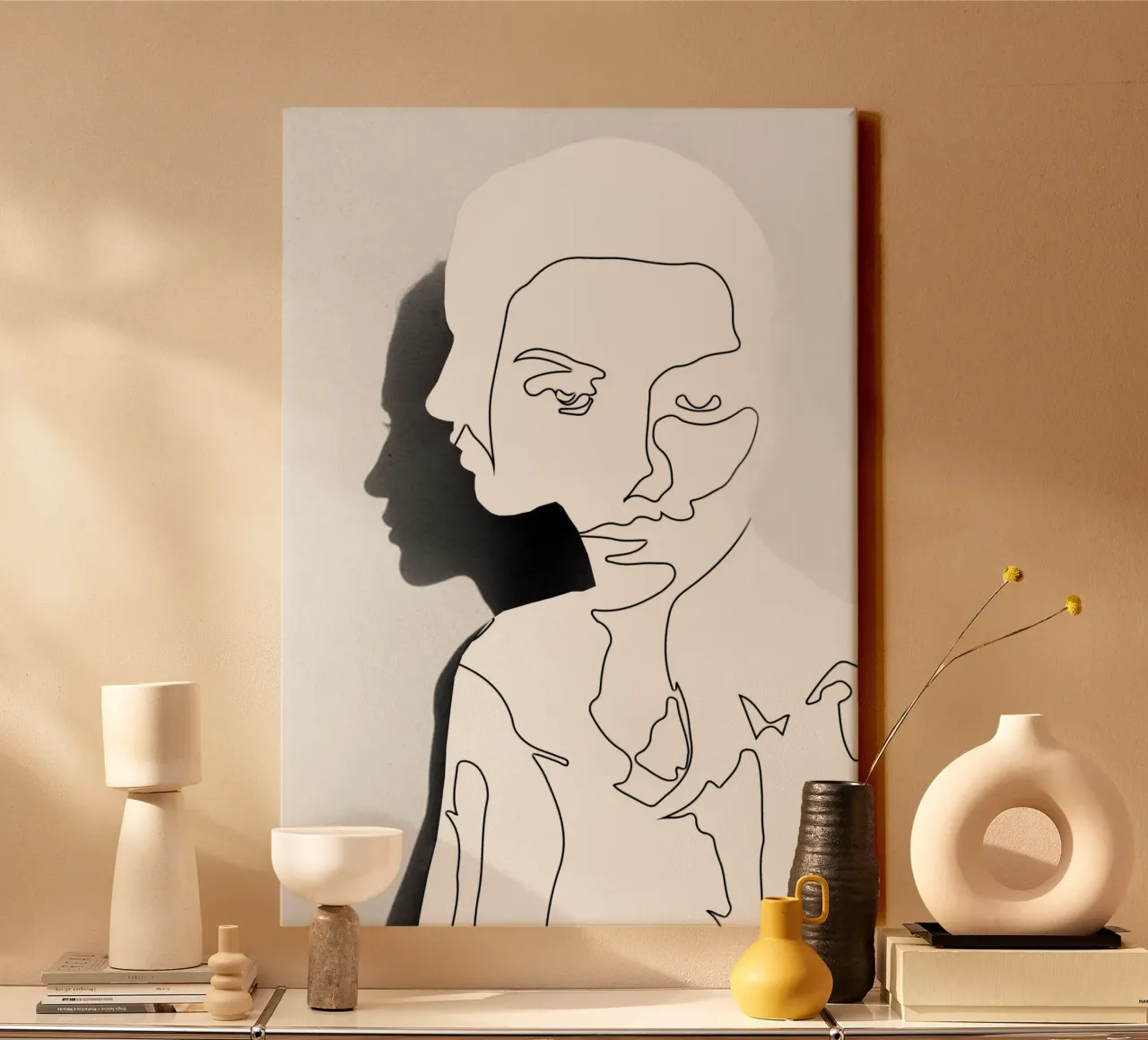 Portrait (Line Drawing ) canvas with Floater frame by dada22