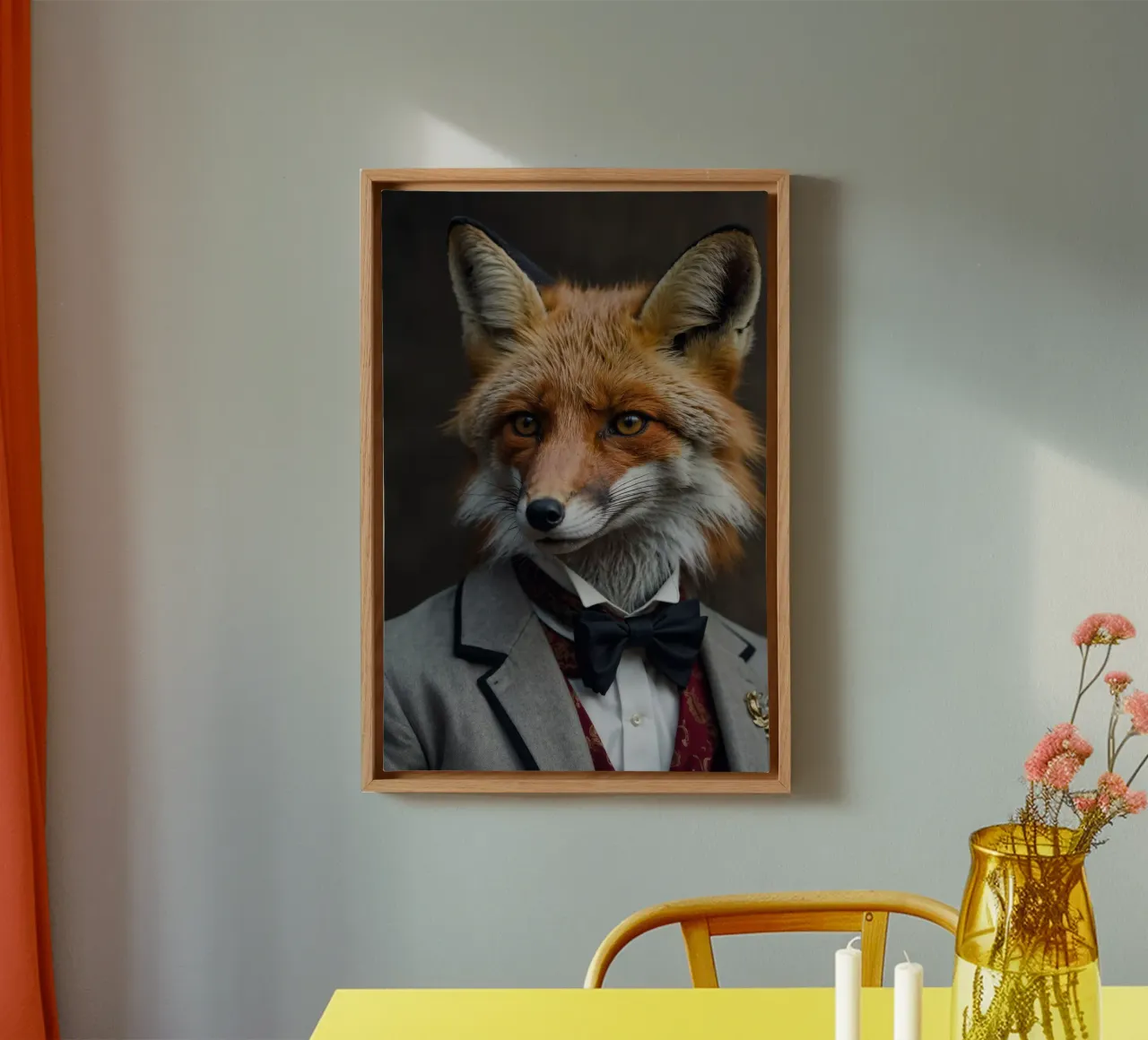 The Dashing Fox – An Elegant Portrait canvas with Floater frame by Beasts of Nobility