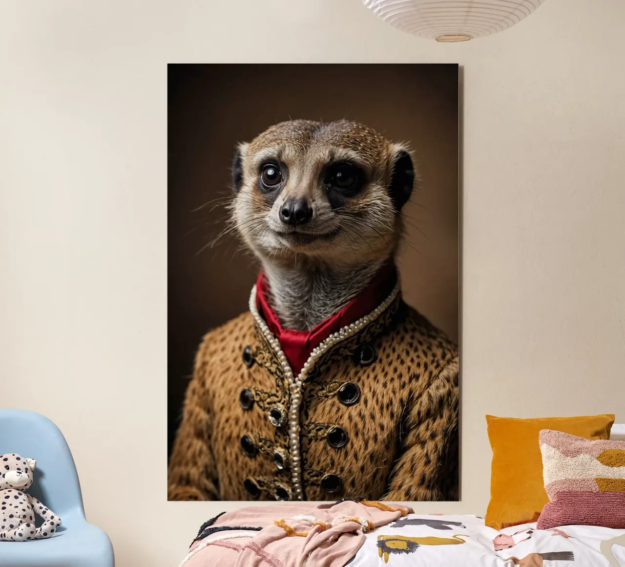 Sir Monty - L'elegante suricato in abiti reali alluminio dibond da Beasts of Nobility