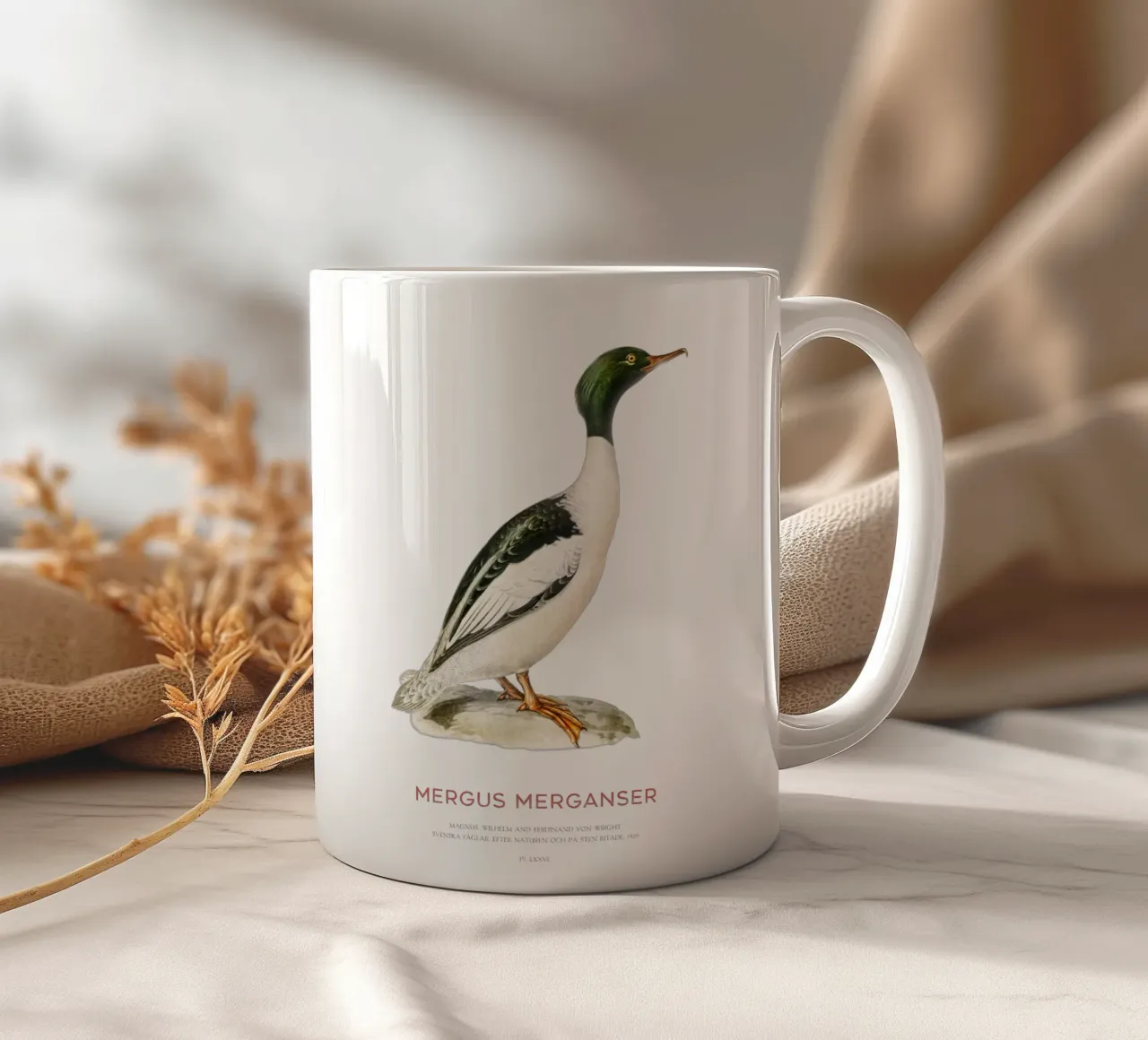 Mergus merganser o Mergus merganser tazza in ceramica da Vintagrafica