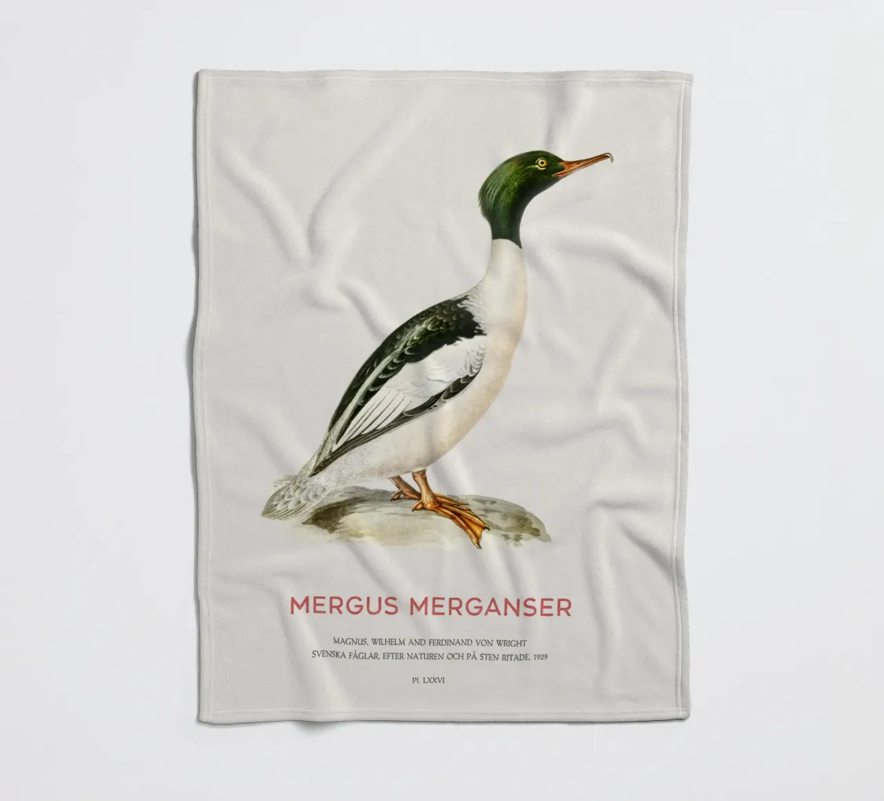 Gänsesäger oder Zwergsäger (Mergus merganser) Fleecedecke von Vintagrafica