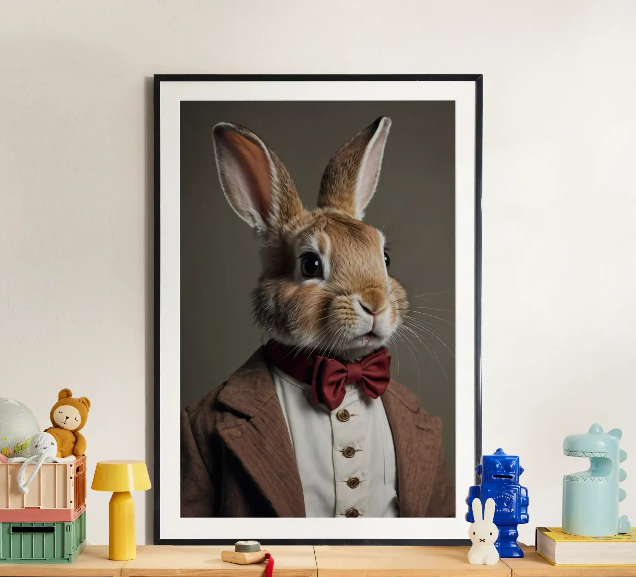 Lord Baxter – The Dapper Bunny in a Red Bow Tie poster by Beasts of Nobility