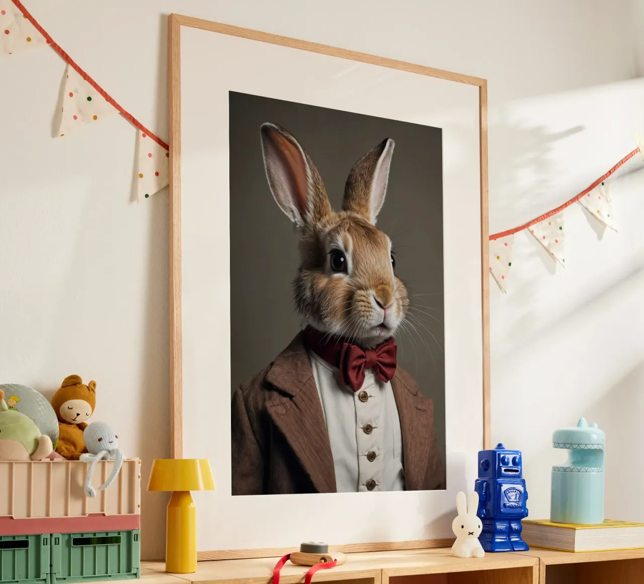 Lord Baxter – The Dapper Bunny in a Red Bow Tie poster by Beasts of Nobility