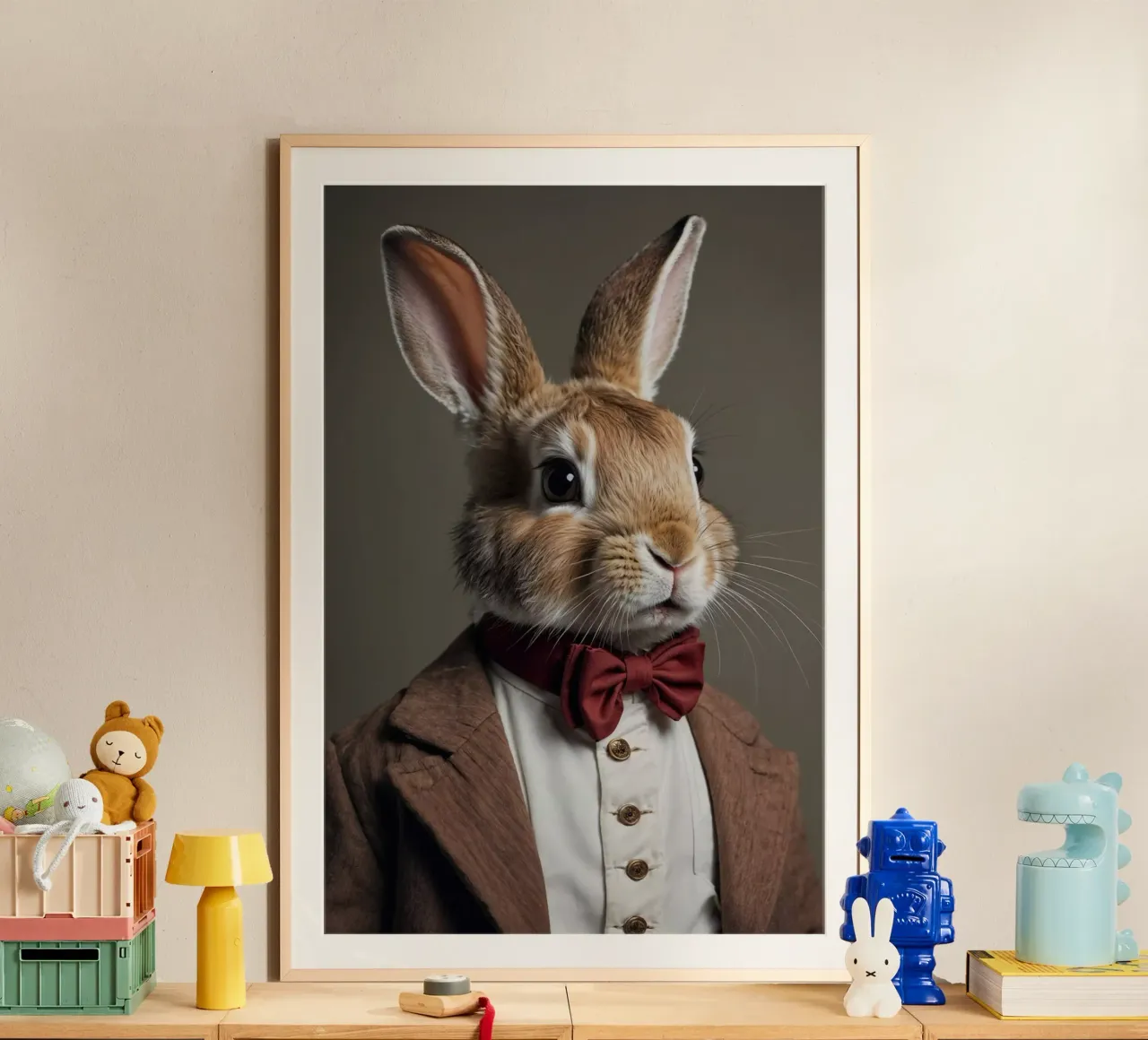 Lord Baxter – The Dapper Bunny in a Red Bow Tie poster by Beasts of Nobility