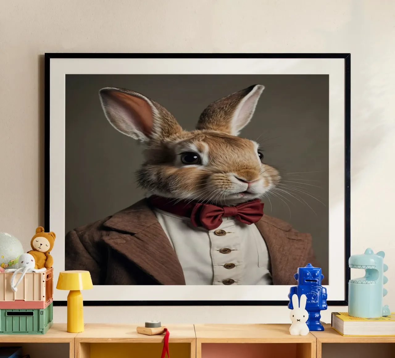 Lord Baxter – The Dapper Bunny in a Red Bow Tie poster by Beasts of Nobility