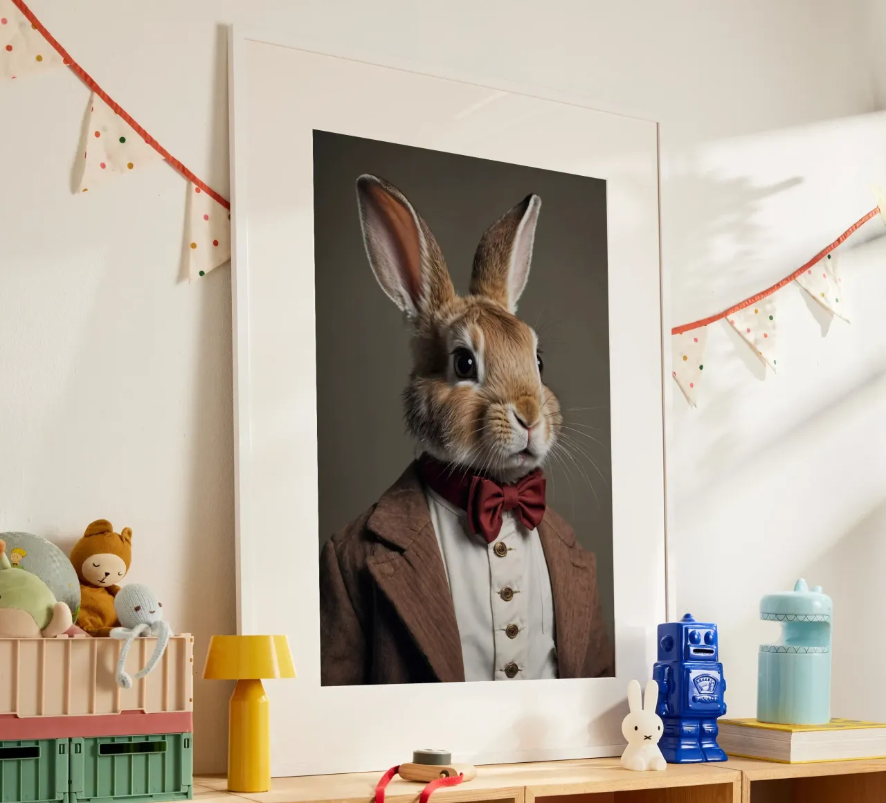 Lord Baxter – The Dapper Bunny in a Red Bow Tie poster by Beasts of Nobility