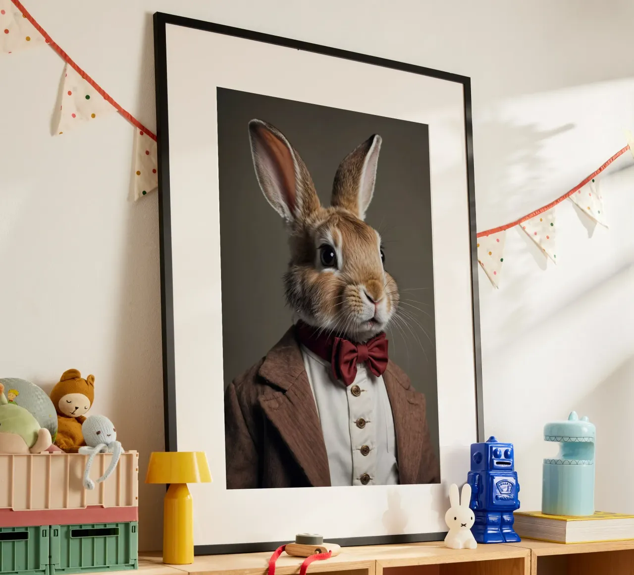 Lord Baxter – The Dapper Bunny in a Red Bow Tie poster by Beasts of Nobility