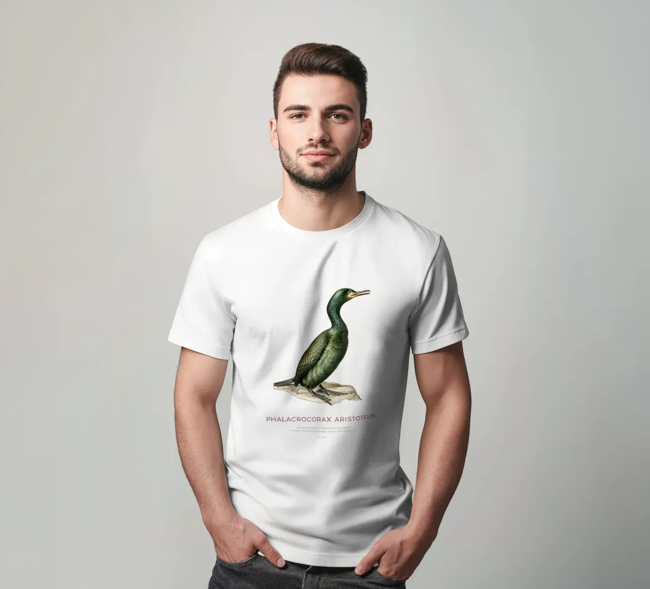 Krähenscharbe oder Phalacrocorax aristotelis T-Shirt von Vintagrafica