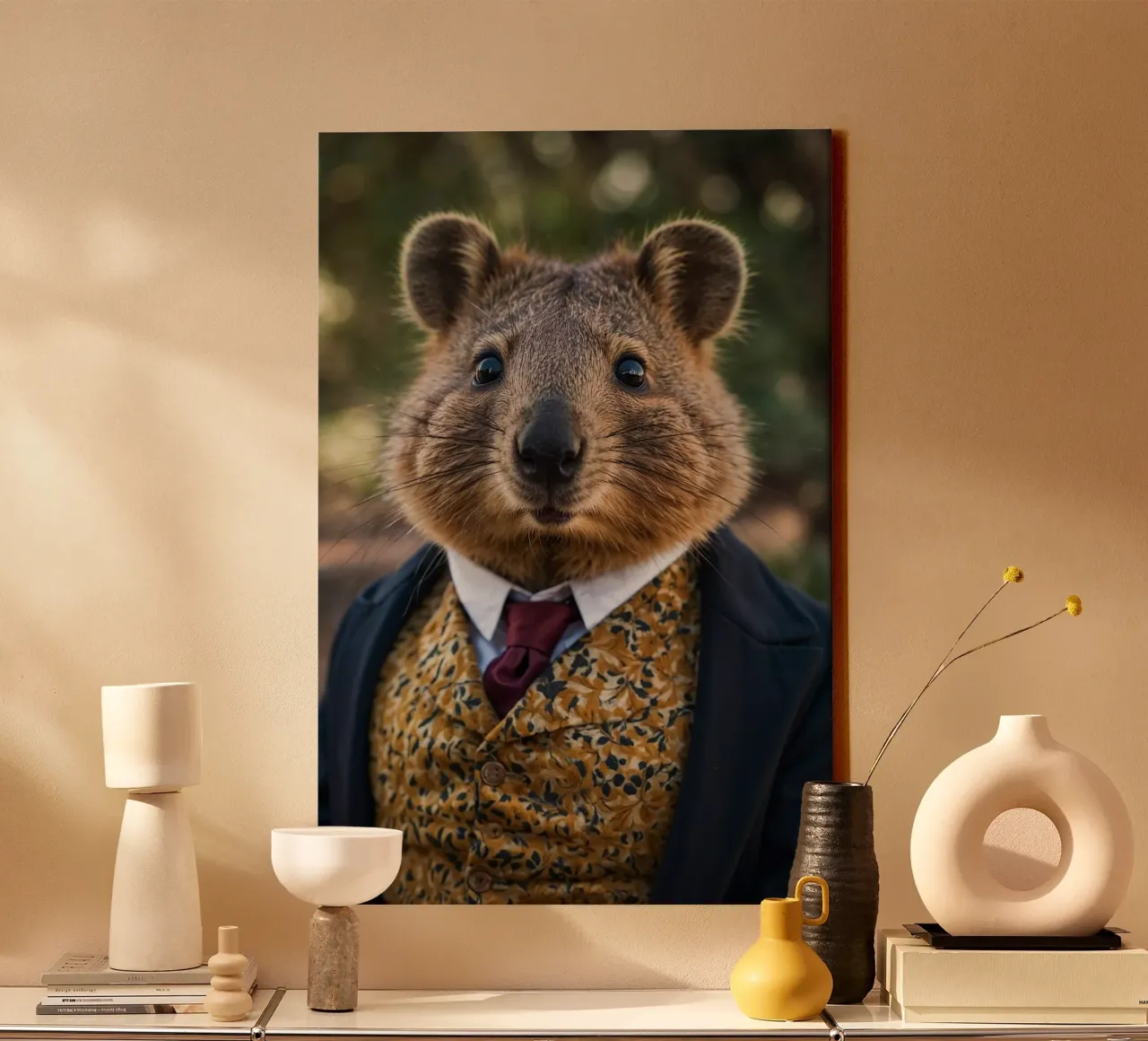 The Charming Quokka – Happiness in Style canvas with Floater frame by Beasts of Nobility