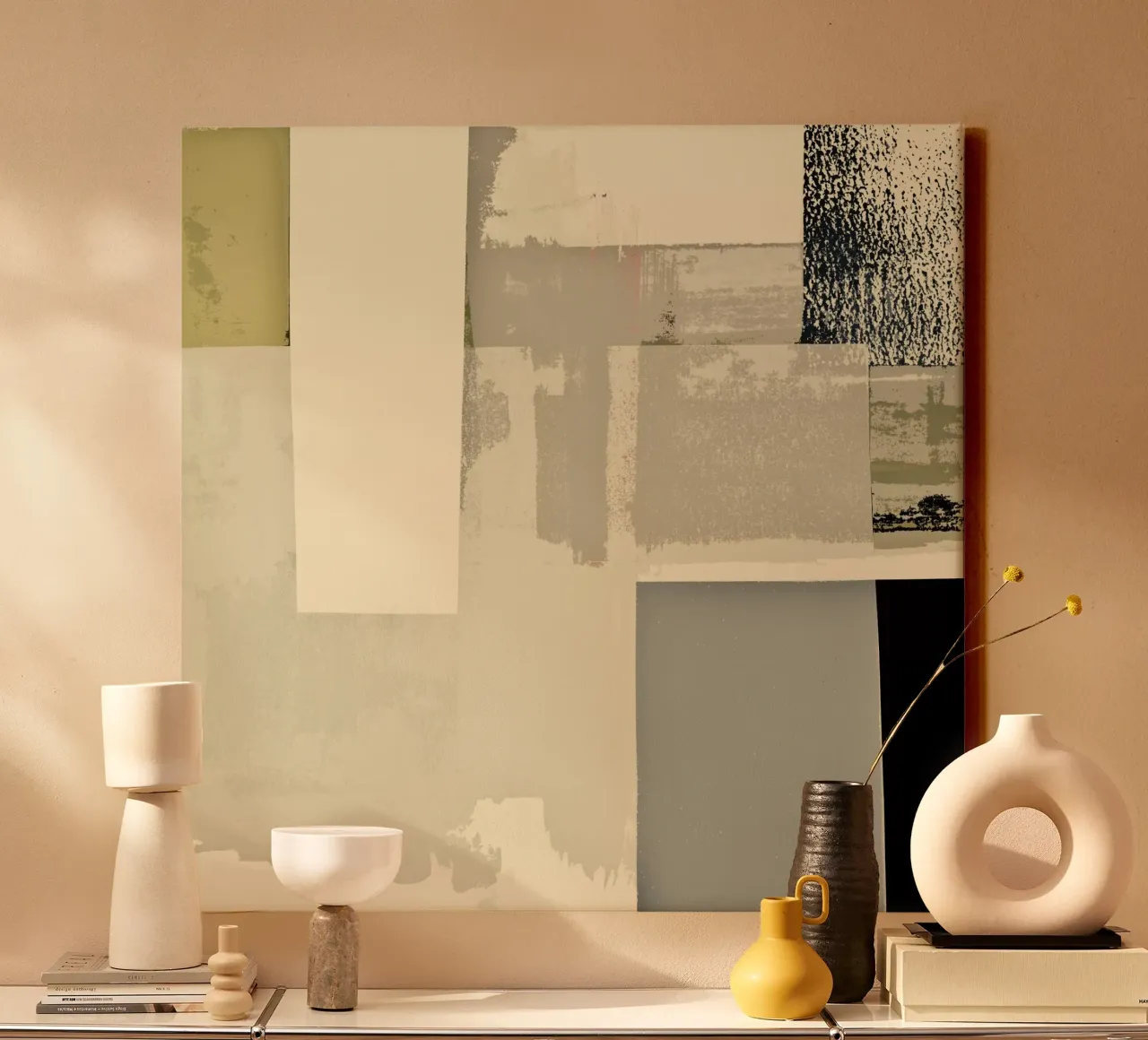 abstract minimalist collage 2 tela con Cornice a cassetta da IRIS LEHNHARDT FINE ART