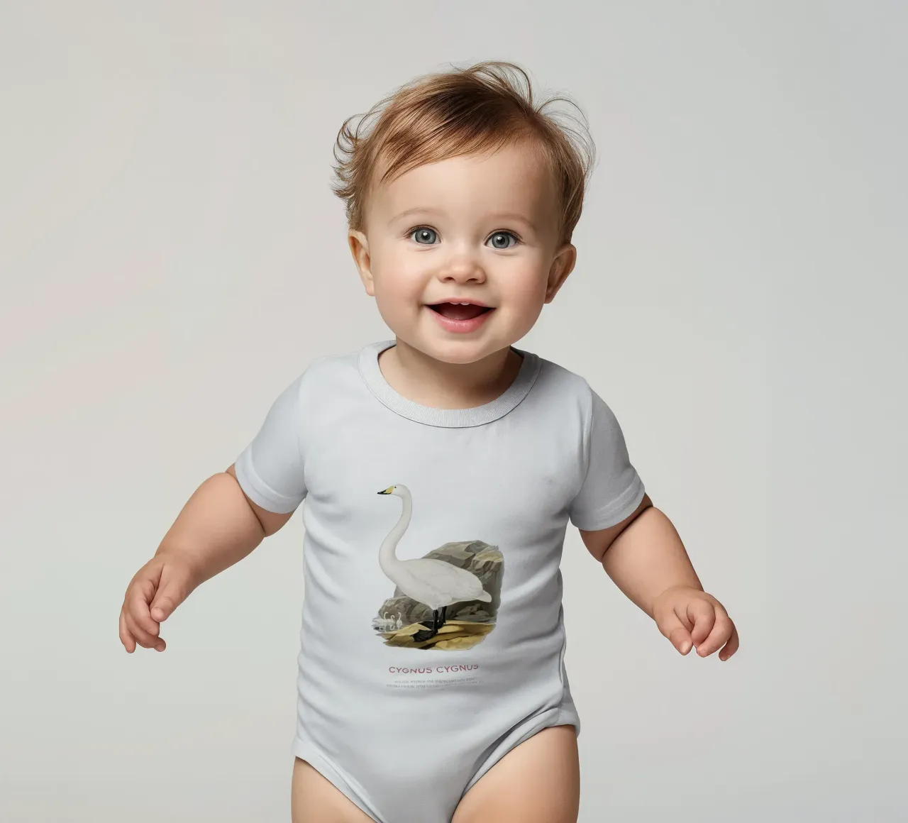 Singschwan oder Cygnus cygnus Kurzarm Babybody von Vintagrafica