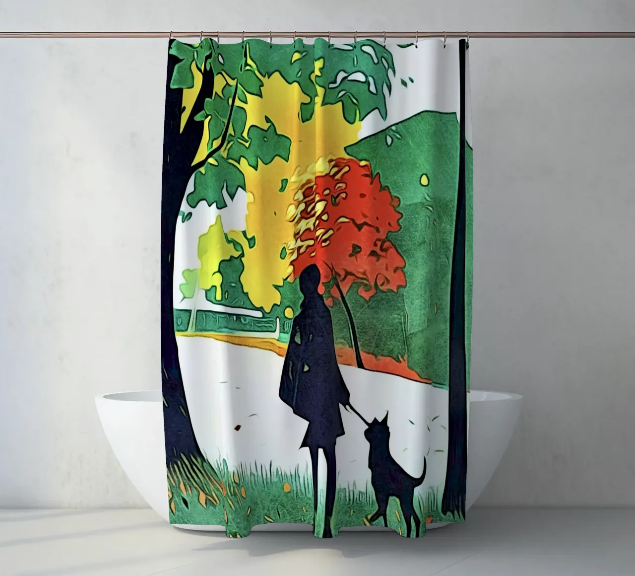 Autumn walk shower curtain by ZAMART