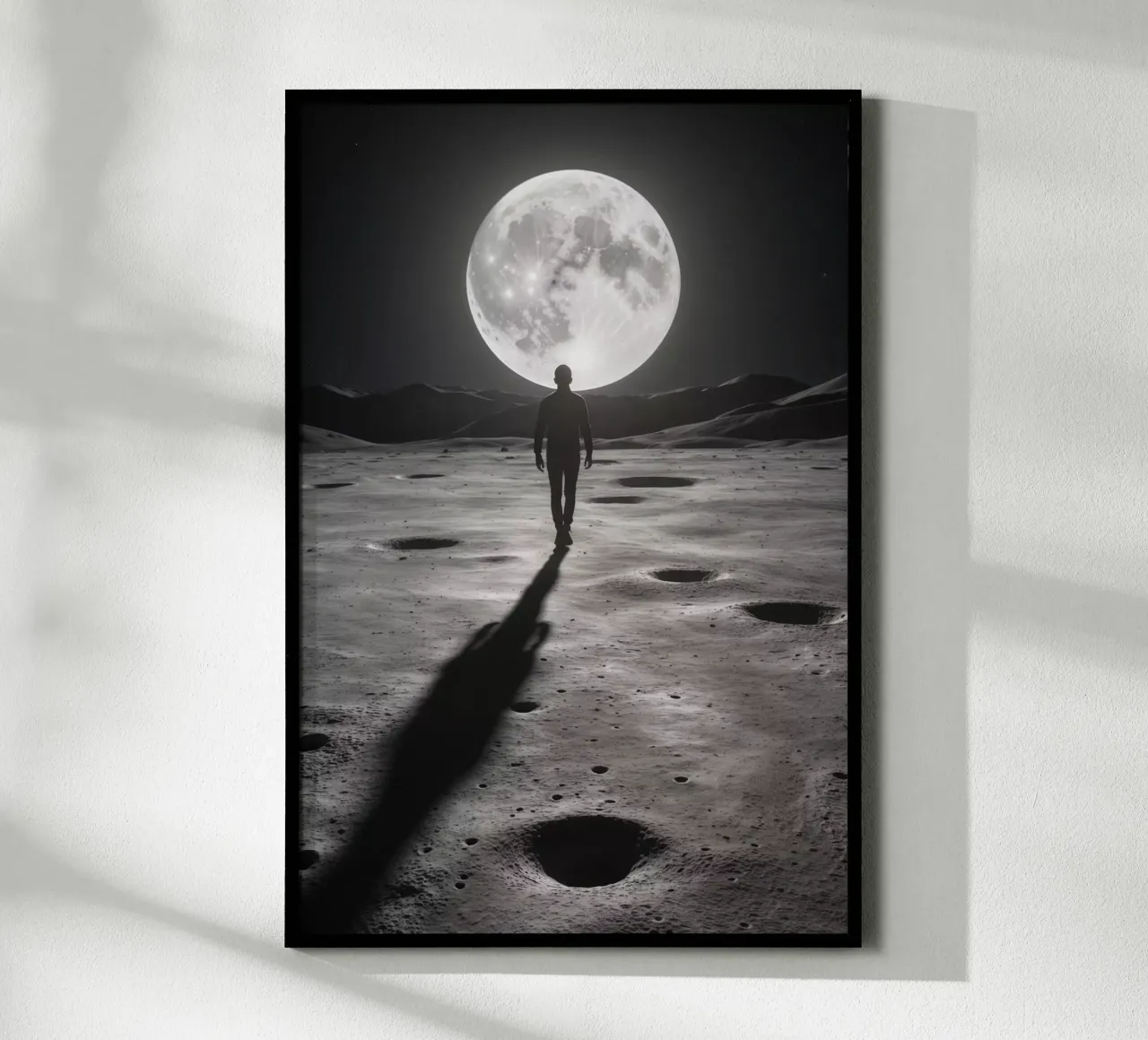 Echoes of Isolation: Walking on the Moon poster con telaio in plastica da Art Boutique