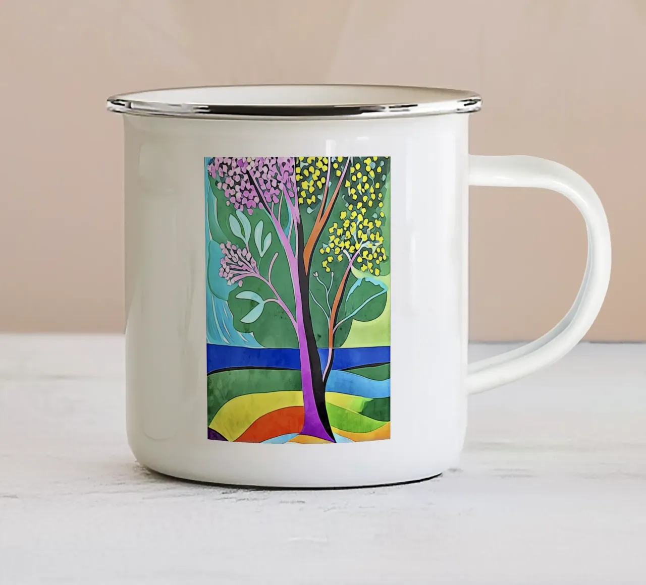 Paesaggio colorato, motivo #3 tazza in smalto da ZAMART