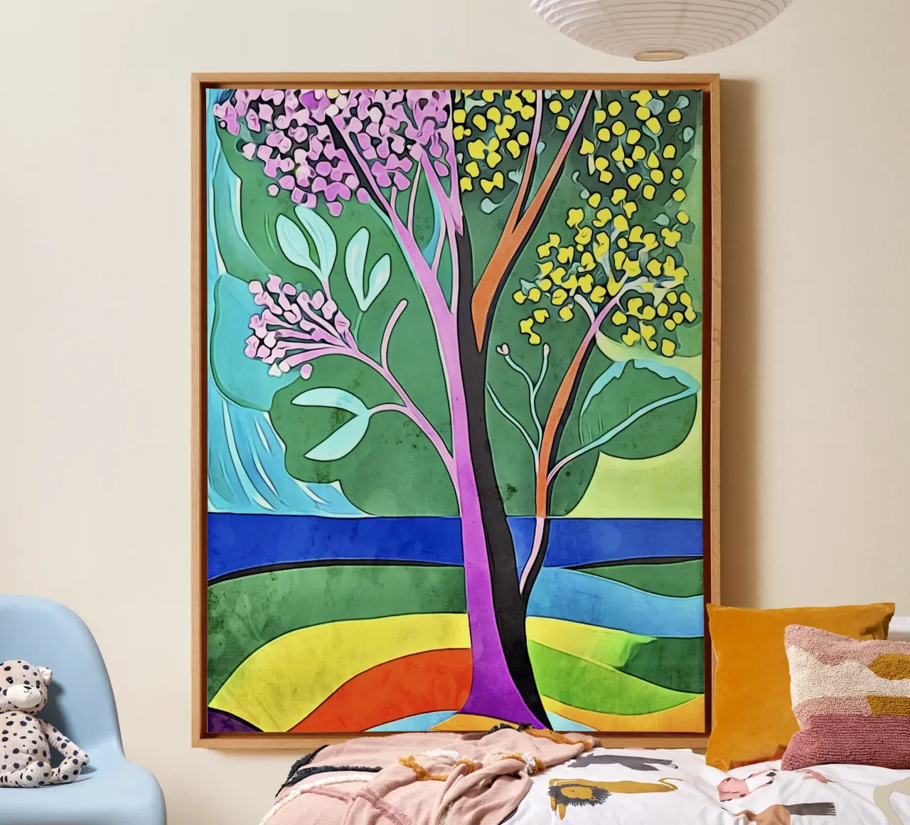 Kleurrijk landschap, motief #3 canvas met Baklijst van ZAMART