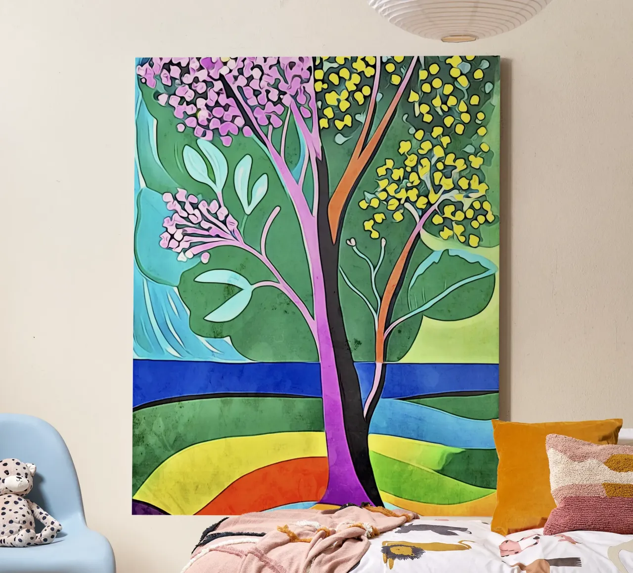 Kleurrijk landschap, motief #3 canvas met Baklijst van ZAMART
