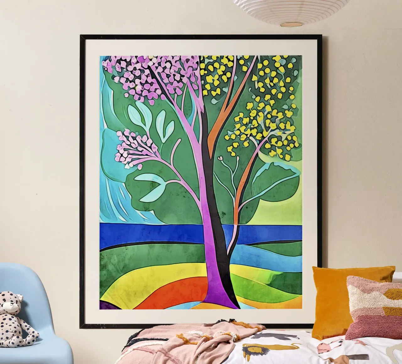 Paesaggio colorato, motivo #3 poster con telaio in plastica da ZAMART