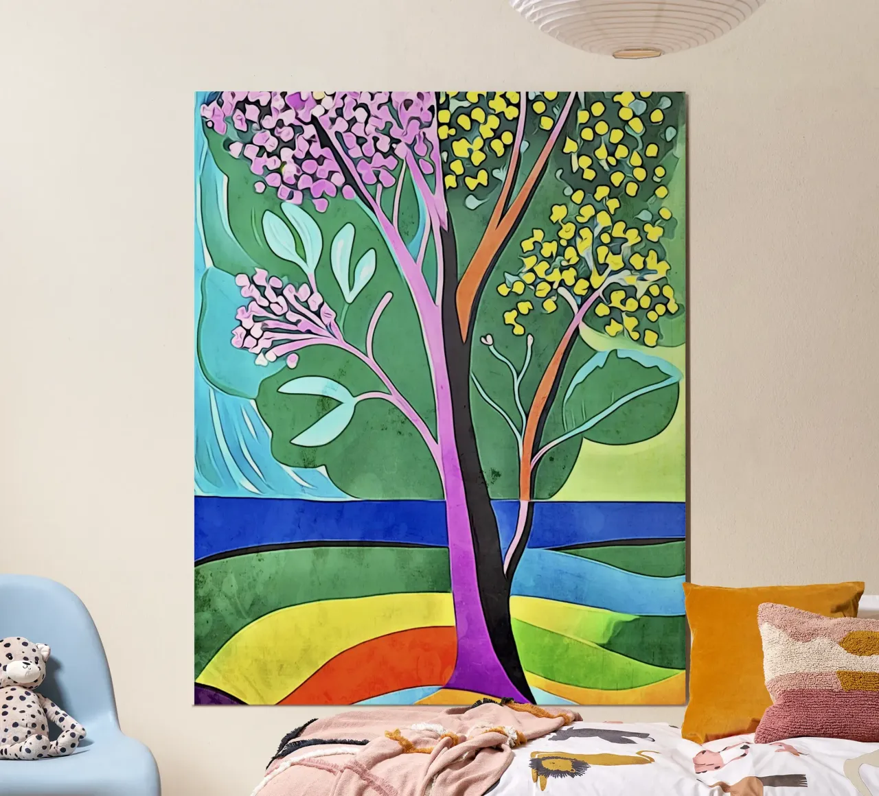 Paesaggio colorato, motivo #3 poster con telaio in plastica da ZAMART