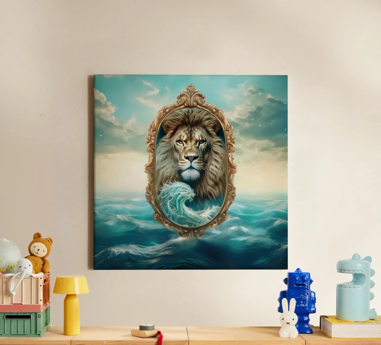 leeuw1 canvas met Baklijst van kimmindmuse