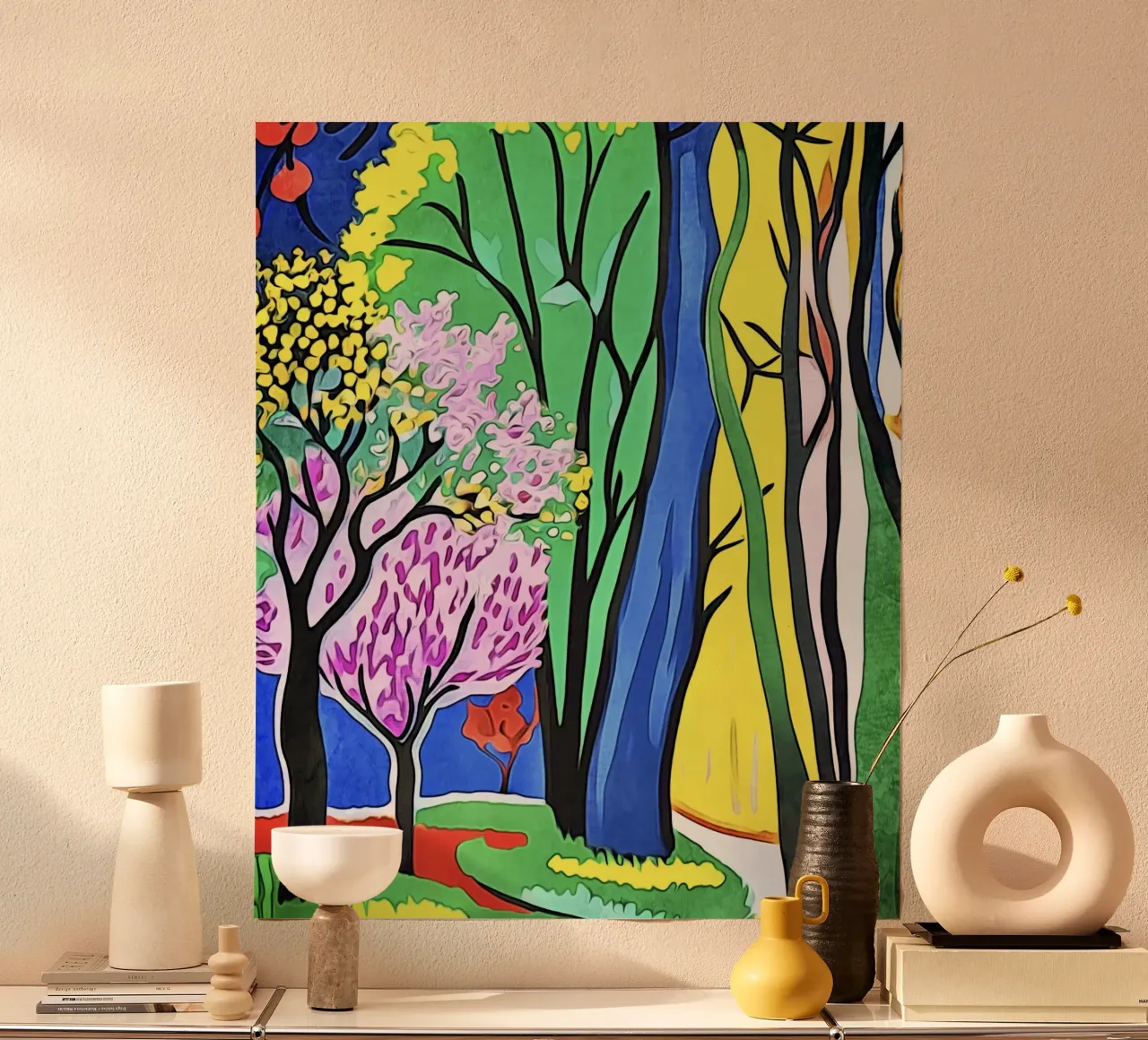 Paesaggio colorato, motivo 2 poster con telaio in alluminio da ZAMART