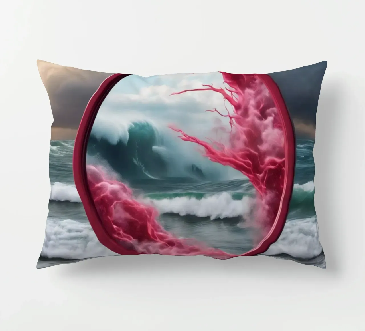 red wave decorative cushion by kimmindmuse