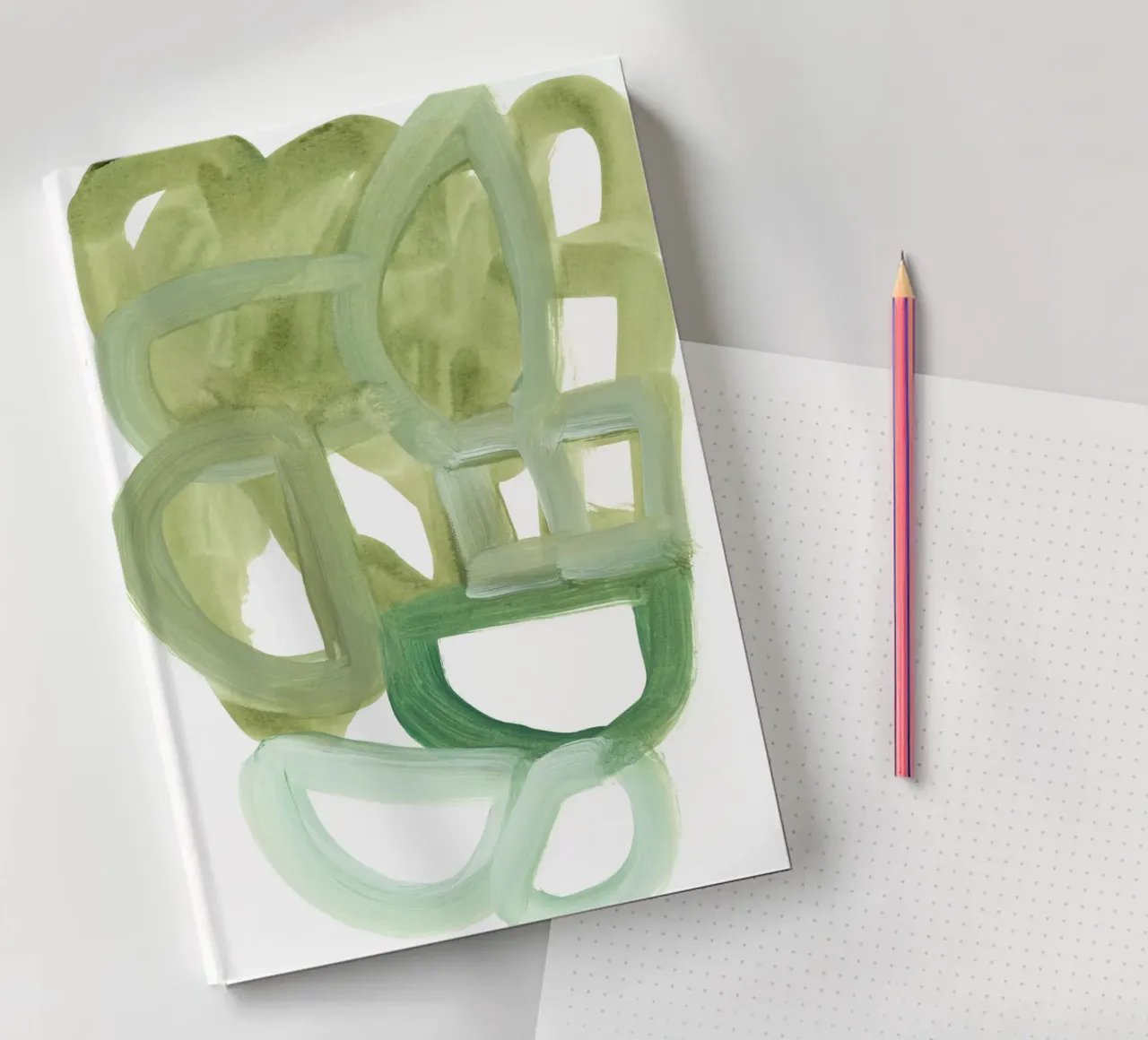 green abstract form notebook by IRIS LEHNHARDT FINE ART