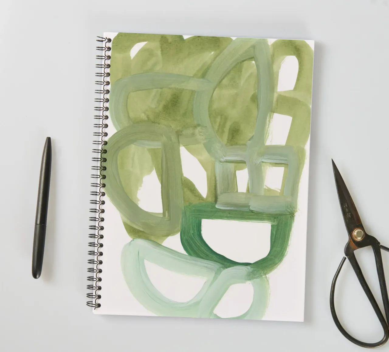 green abstract form spiral notebook by IRIS LEHNHARDT FINE ART