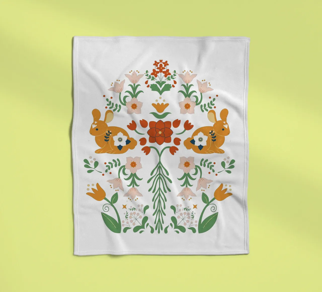Flowers and Bunnies plaid polaire de Mostly Pink