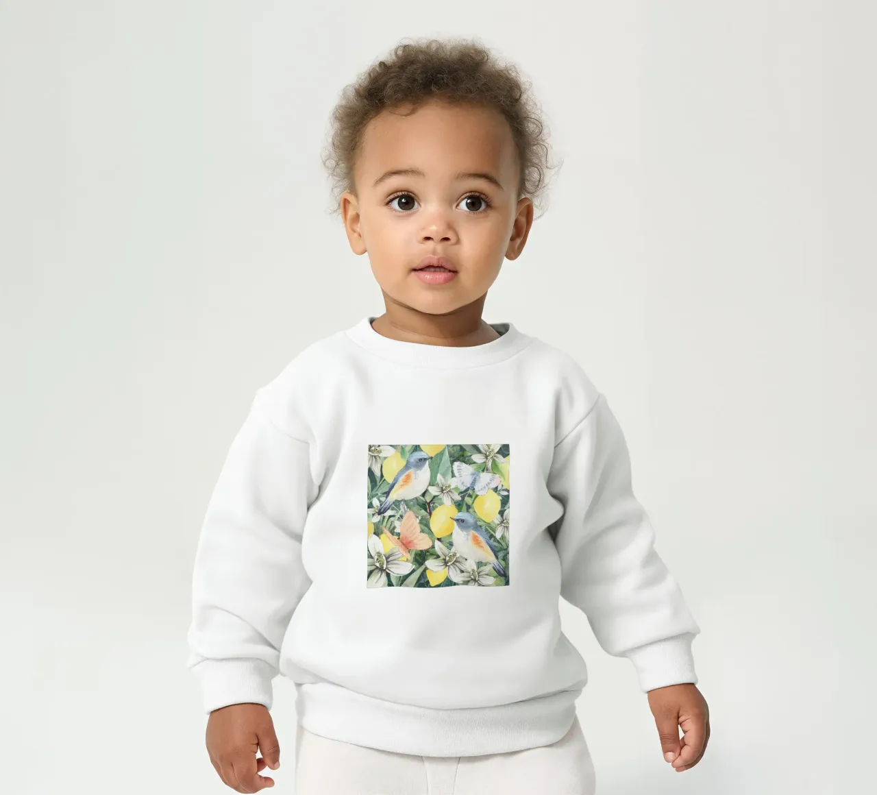 Birds in A Lemon Tree Orchard baby sweatshirt by Mostly Pink