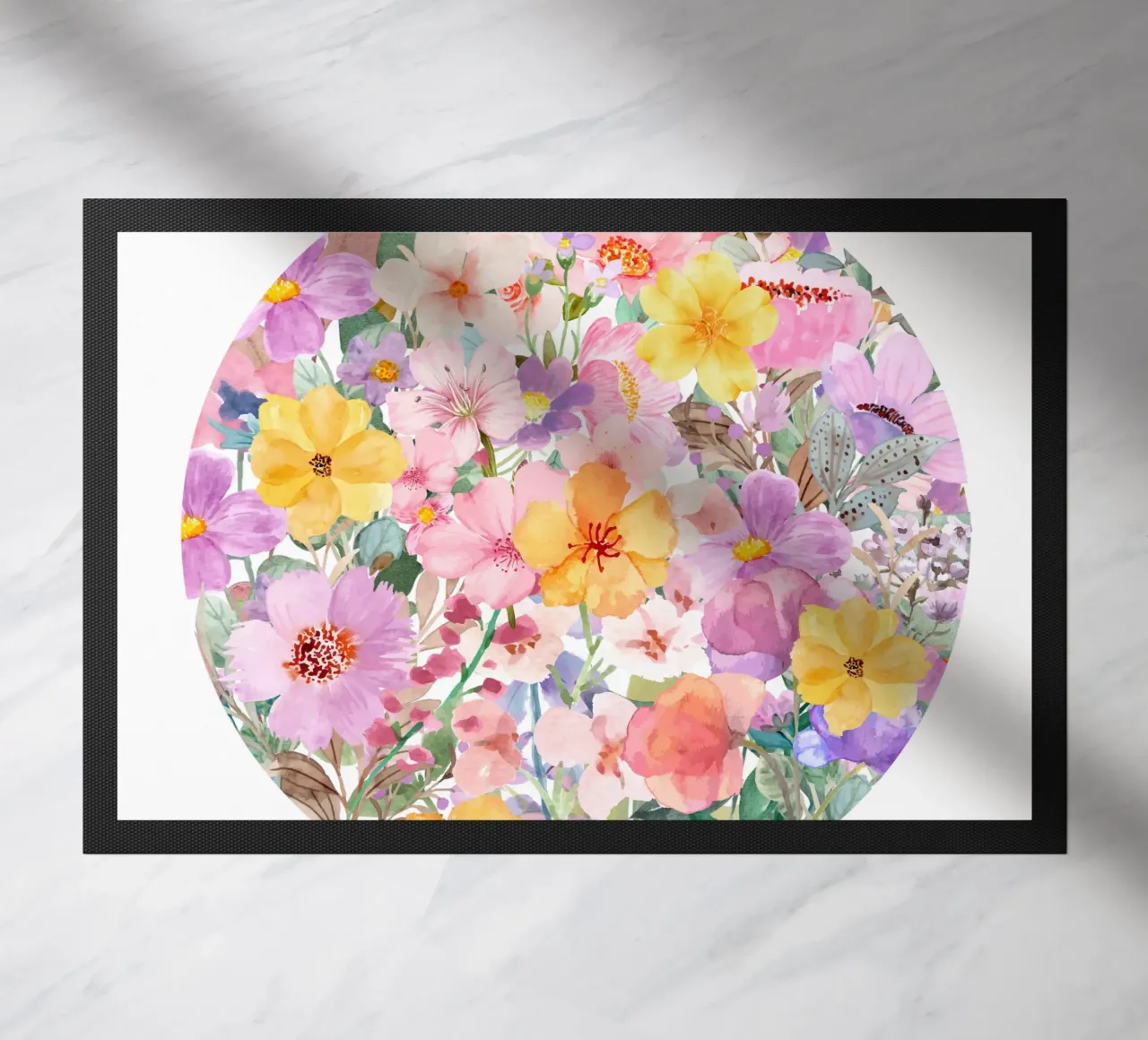 Pink Flower Circle doormat by Mostly Pink