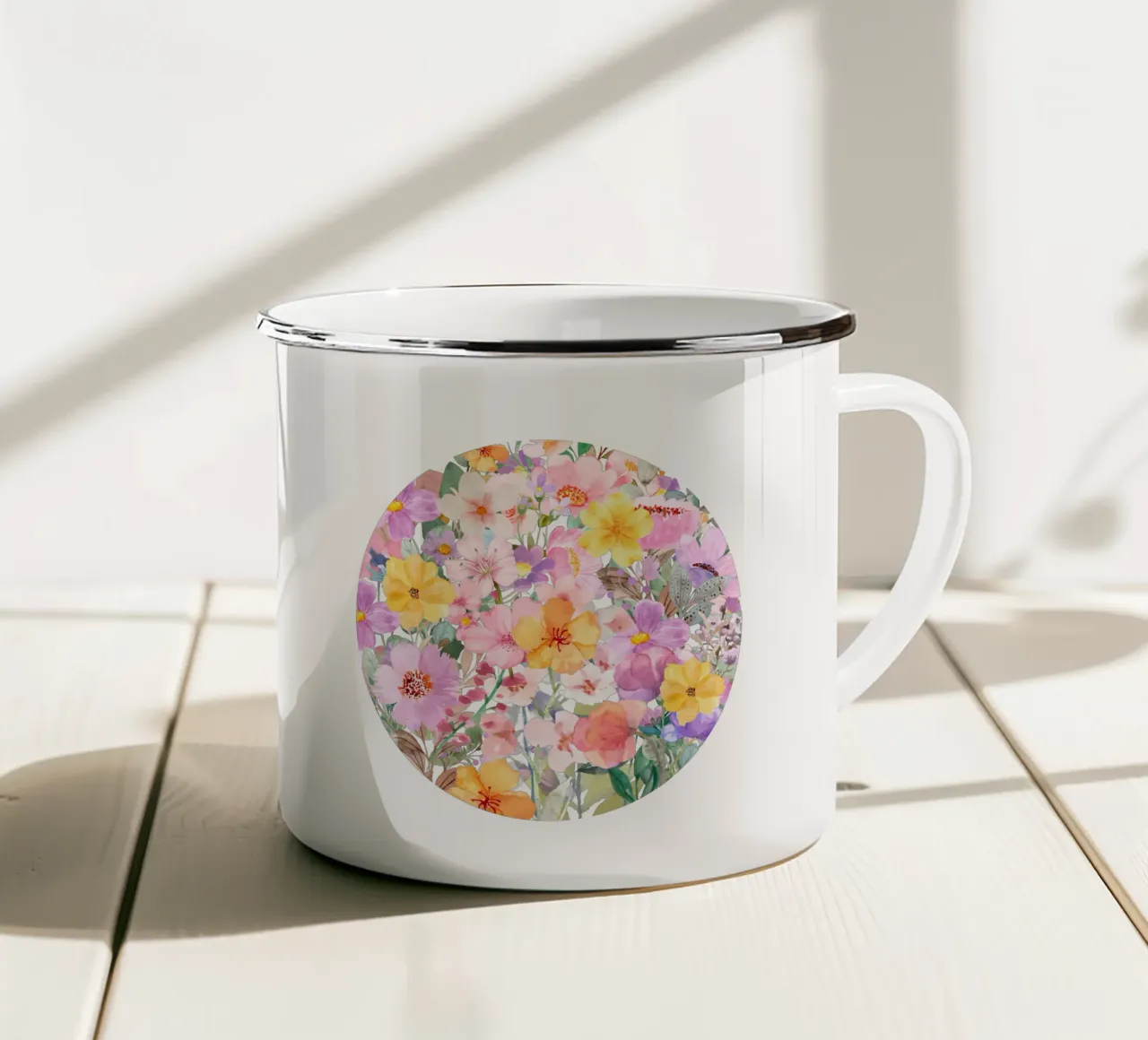 Cerchio di fiori rosa tazza in smalto da Chérie Prints