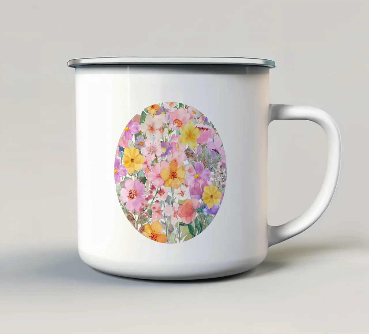 Cerchio di fiori rosa tazza in smalto da Chérie Prints