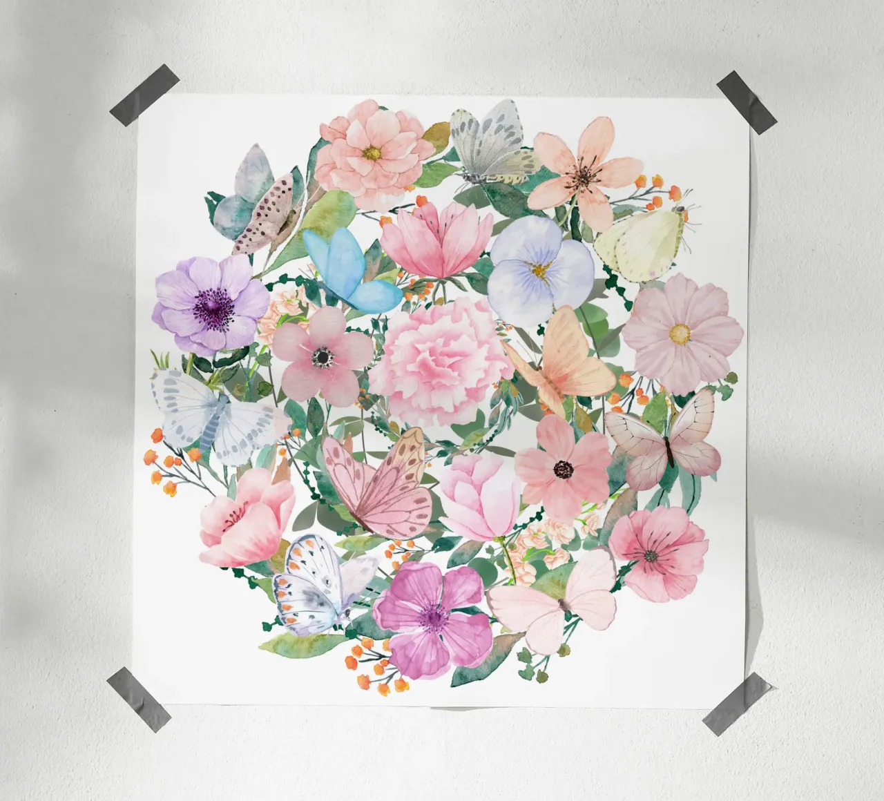 Blumen und Schmetterlinge Kreis Hahnemühle von Mostly Pink