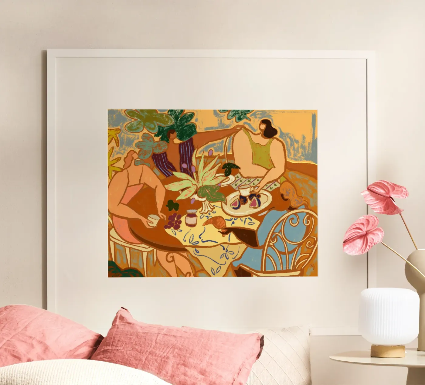 Tè e croissant poster da Arty Guava