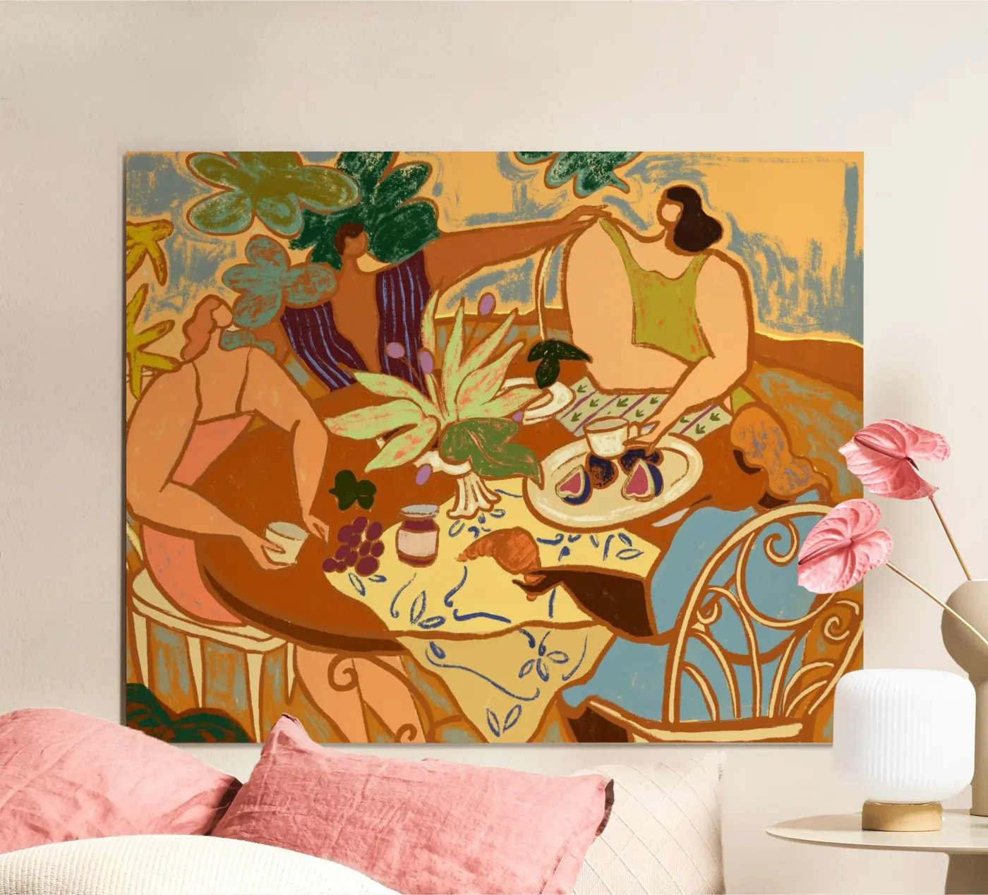 Tè e croissant poster da Arty Guava