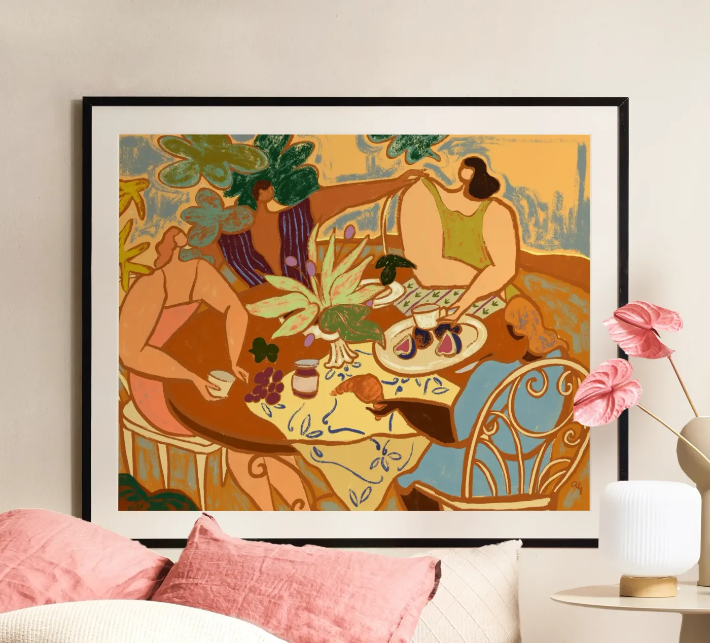 Tè e croissant poster da Arty Guava