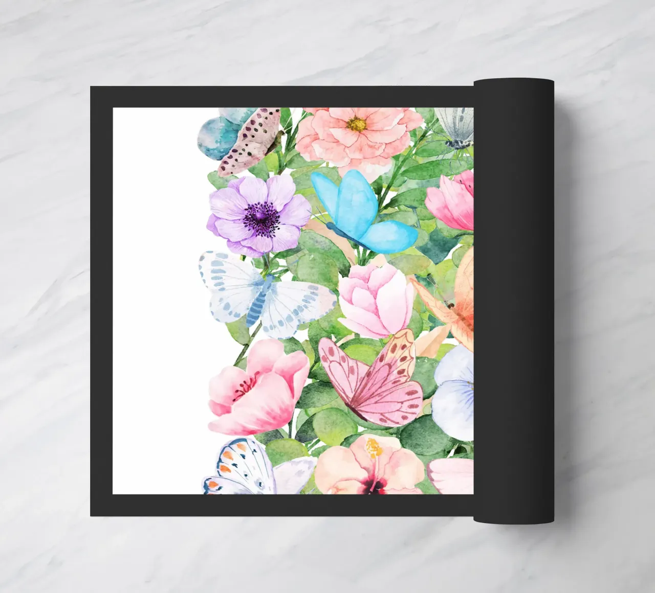 Flowers and Butterflies doormat by Mostly Pink
