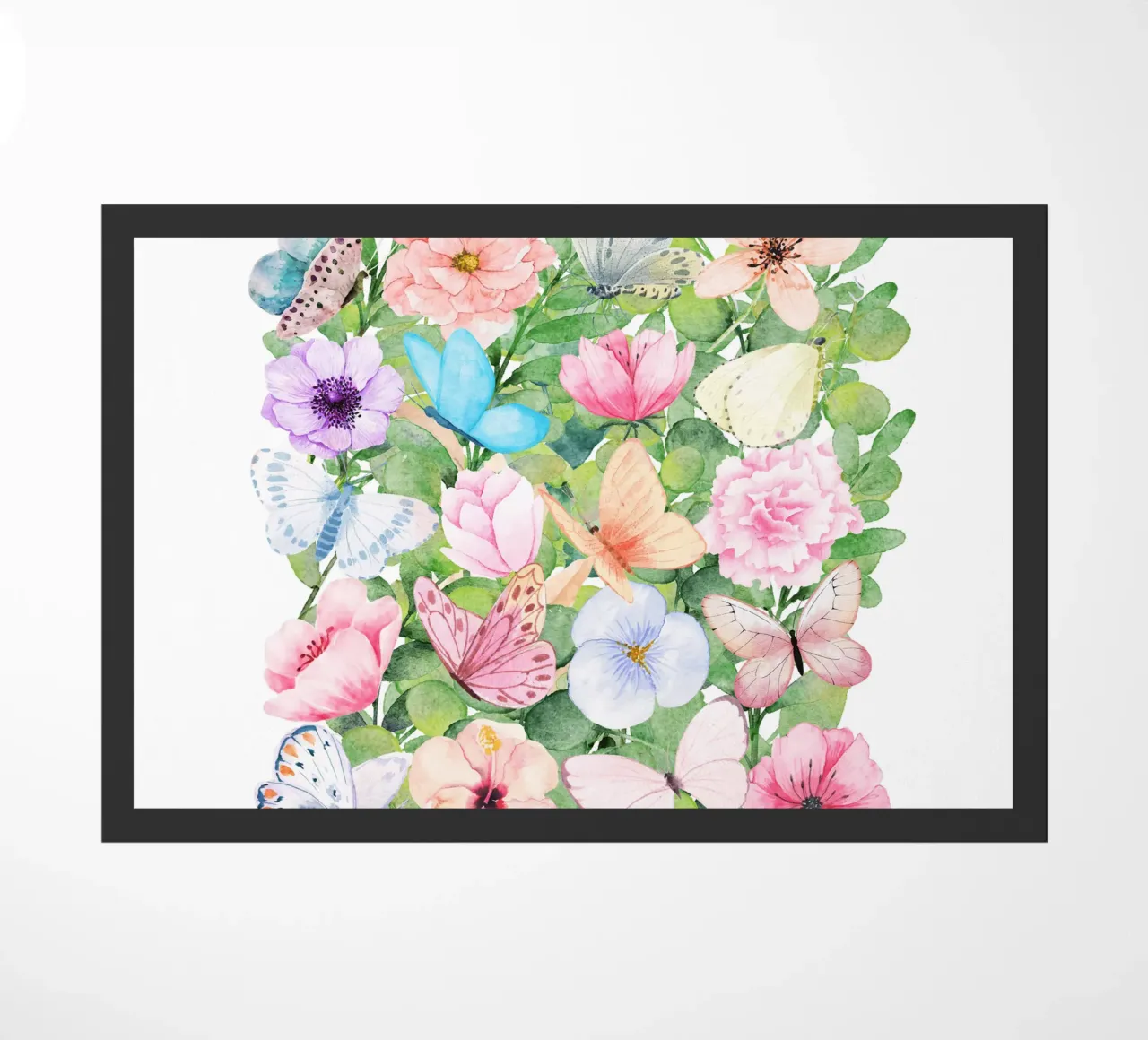 Flowers and Butterflies doormat by Mostly Pink