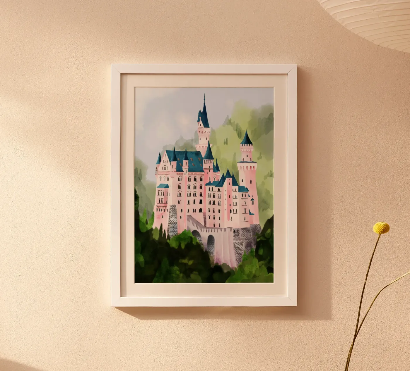Schloss Neuschwanstein in einem sanften Vintage-Stil Poster von DYDesign