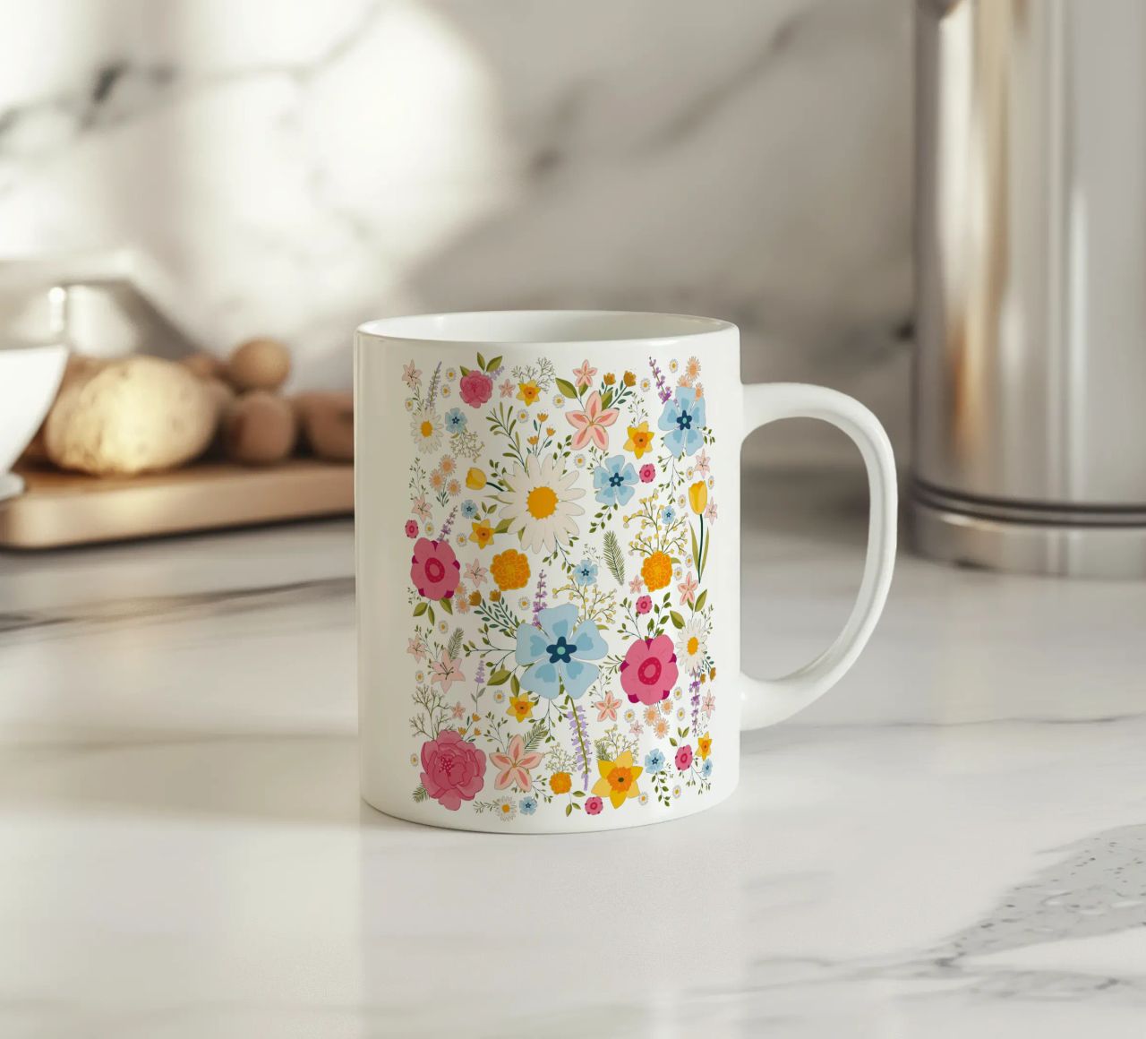Fiori di primavera Modello colorato tazza in ceramica da Mostly Pink