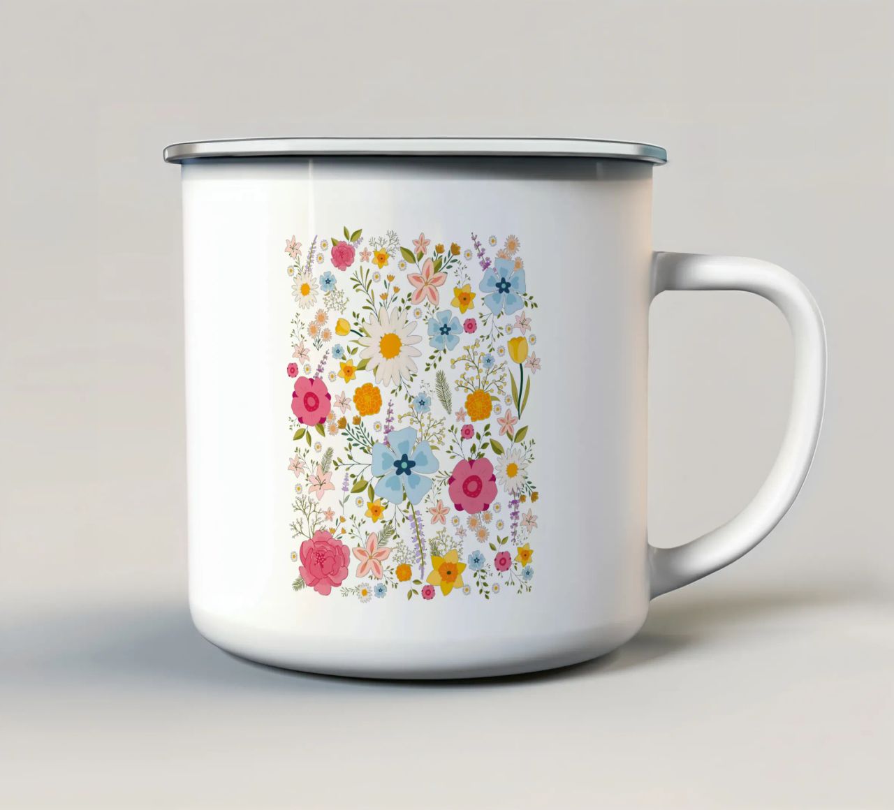 Fiori di primavera Modello colorato tazza in smalto da Mostly Pink